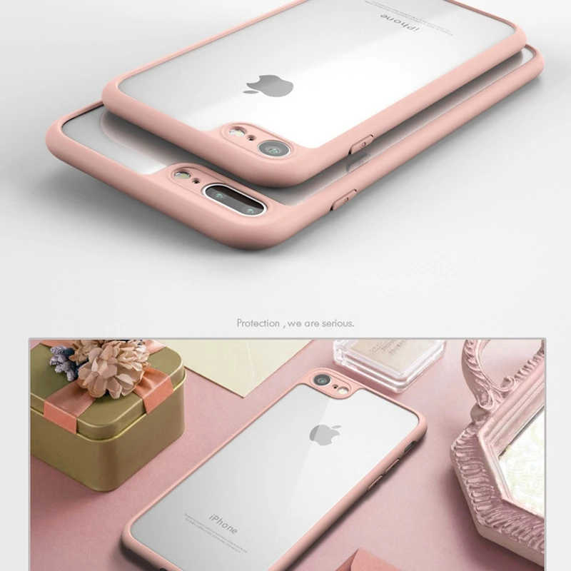 Чехол для iPhone7 X 6S 6 8 чехол телефона Two in One Plus матовый мягкий цветной Мягкий край TPU +