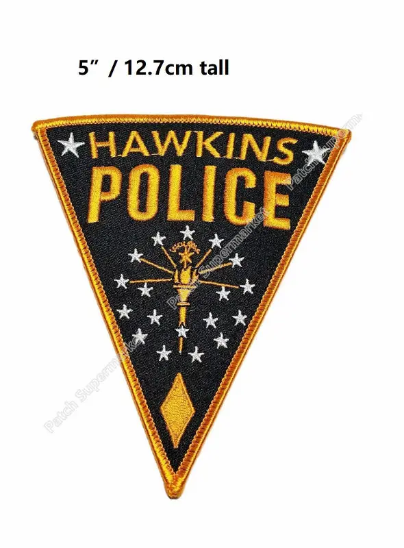 

5" Large Stranger Things Hawkins Police Logo Patches Upside down TV Series Embroidered iron on Costume Cosplay clothing