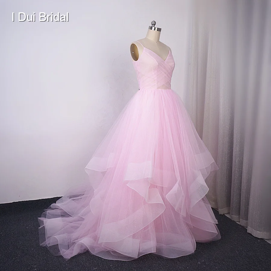 Каскадная юбка свадебное платье с звездным напылением Тюль бальное платье блестящий материал оборки юбка многослойное свадебное платье