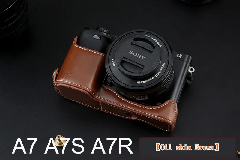 a7 a7r a7s Brown Из искусственной кожи Половина Камера низ чехол сумка чехол для sony A7 Mark ii iii A7M3 A7RM2 A7II A7S2 A9 A6000 A6300 A5100 A5000 A7 A7S A7R - Цвет: a7 a7r a7s Brown