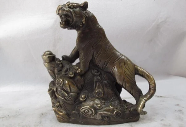 

song voge gem S0972 China classical Pure Bronze Copper craftwork Art Statue FengShui uphill Tiger