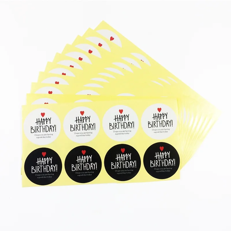 

400 Pcs/lot Happy Birthday Scrapbooking Kraft Paper Labels Sticker Envelopes Gift Packaging Seals Sticker 2 Color For Birthday