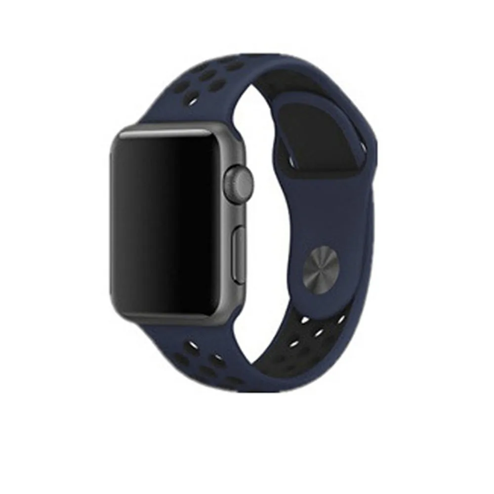 Dark Blue-Black Силиконовый ремешок для Apple Watch band 38 мм 42 мм 40 мм 44 мм сменный ремешок для часов для i Watch Band Series 5 4 3 2 1 - Цвет: Dark Blue-Black