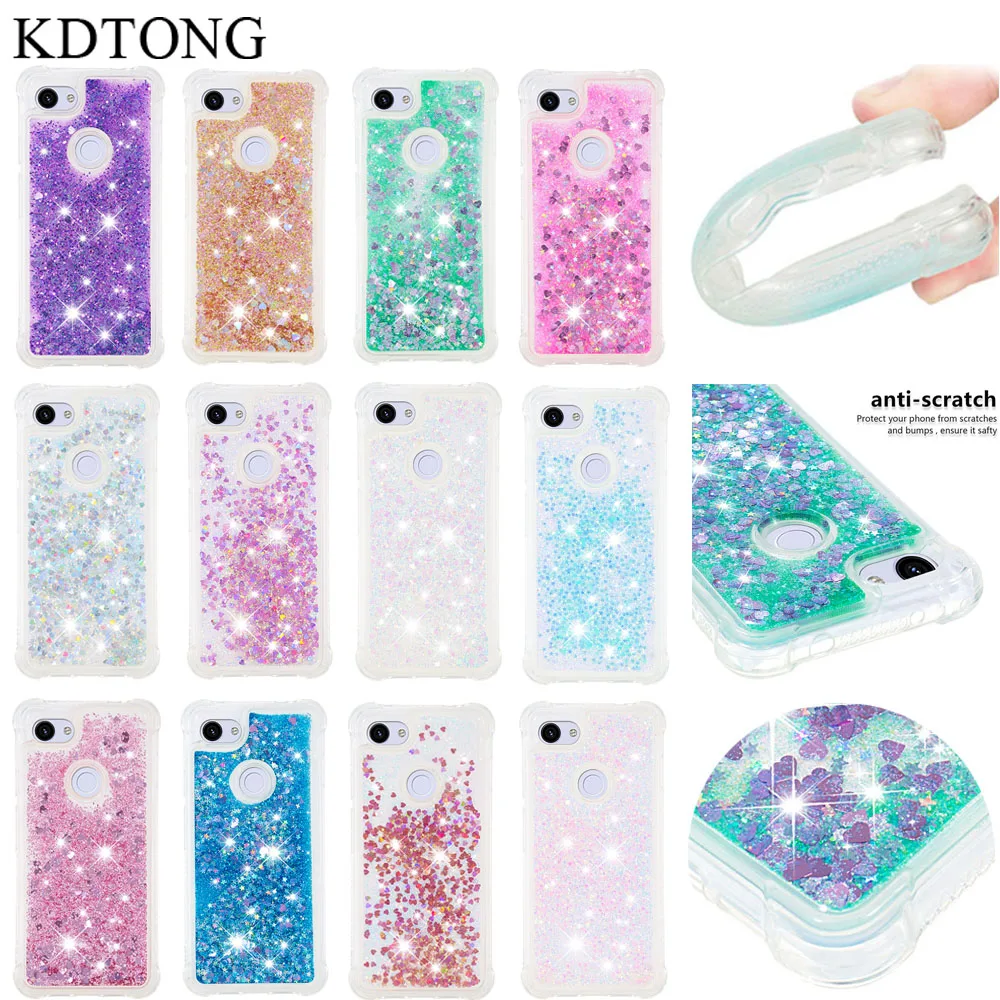 

Glitter Liquid Case sFor Google Pixel 3A Case Transparent Soft Silicone TPU Shockproof Cover For Google 3A XL Case Cover Capa