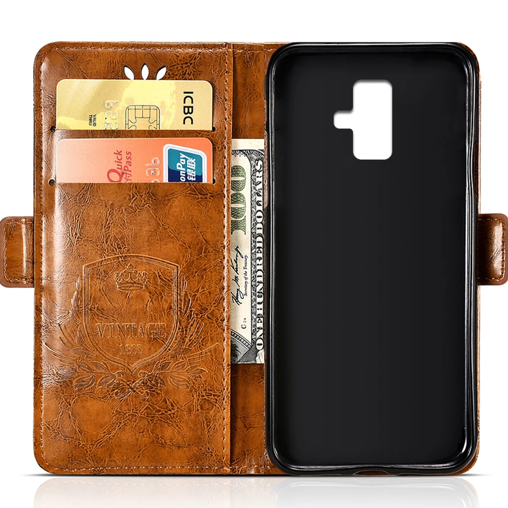 أعلى جلدية فاخرة حقيبة لهاتف سامسونج غالاكسي J6 +/J6 زائد J6Plus/SM J610F/DS 6.0 بوصة الهاتف المحمول محفظة فليب غطاء حالة الإسكان