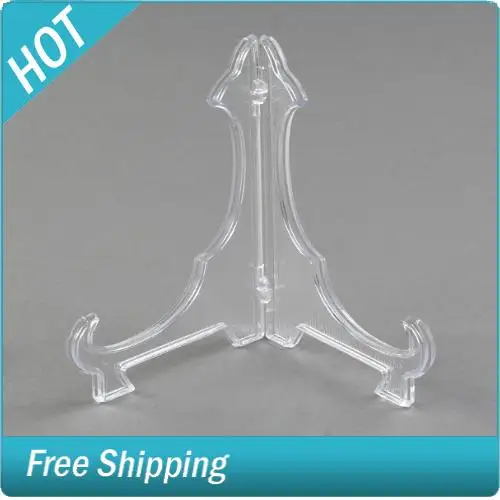 9PCS Clear Acrylic Plate Display 120mm Easel Stand Holders Set of 9