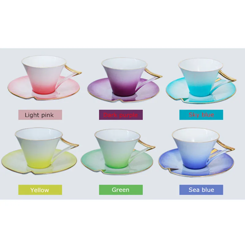 1 Набор креативных керамических чашек кофейная чашка и блюдце керамические радужные кофейные чашки чайный набор кофейные чашки наборы 5ZDZ107