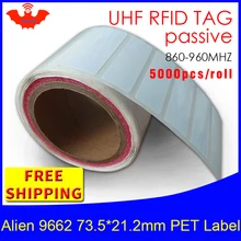 UHF RFID бирка наклейка Alien 9662 для Печати PET этикетка EPC6C 915m860-960MHZ Higgs3 5000 шт. клей пассивный RFID labe
