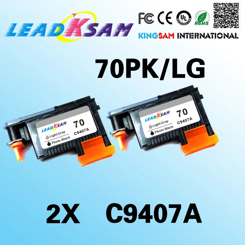 2PCS LEADKSAM Printhead compatible for HP70 70PK/LG Photo Black/Light Gray Designjet Z2100/Z3100