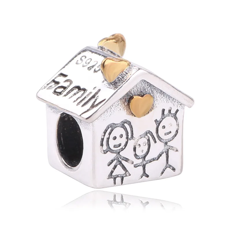 

Couqcy Sterling Silver New Beads Bracelet Beads Family Fit Pandora Charm Bracelets Holiday Gift House DIY Making