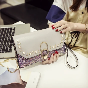 

QIAOBAO Newest Women's Shoulder Bags Clutchs for Parties Rhinestone Envelope Handbag Evening Party Clutch Bag Bridal Female