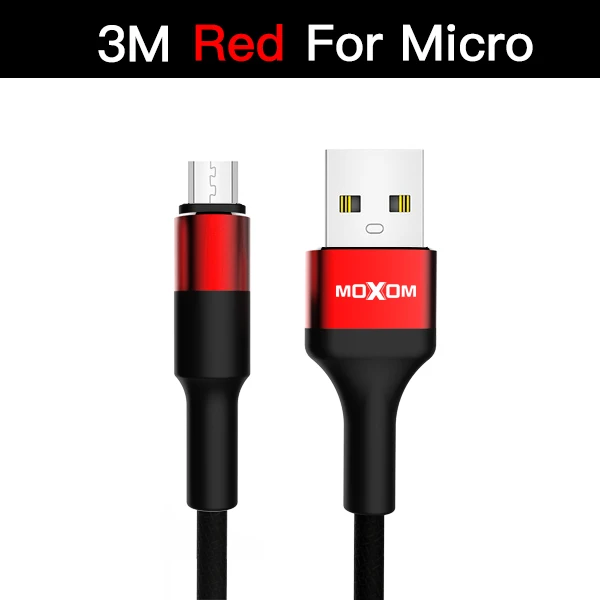 MOXOM 3 в 1 2 м 3 м USB кабель для мобильного телефона Micro usb type C зарядный кабель для iPhone зарядный кабель Micro зарядный usb-шнур - Цвет: CC-55RM