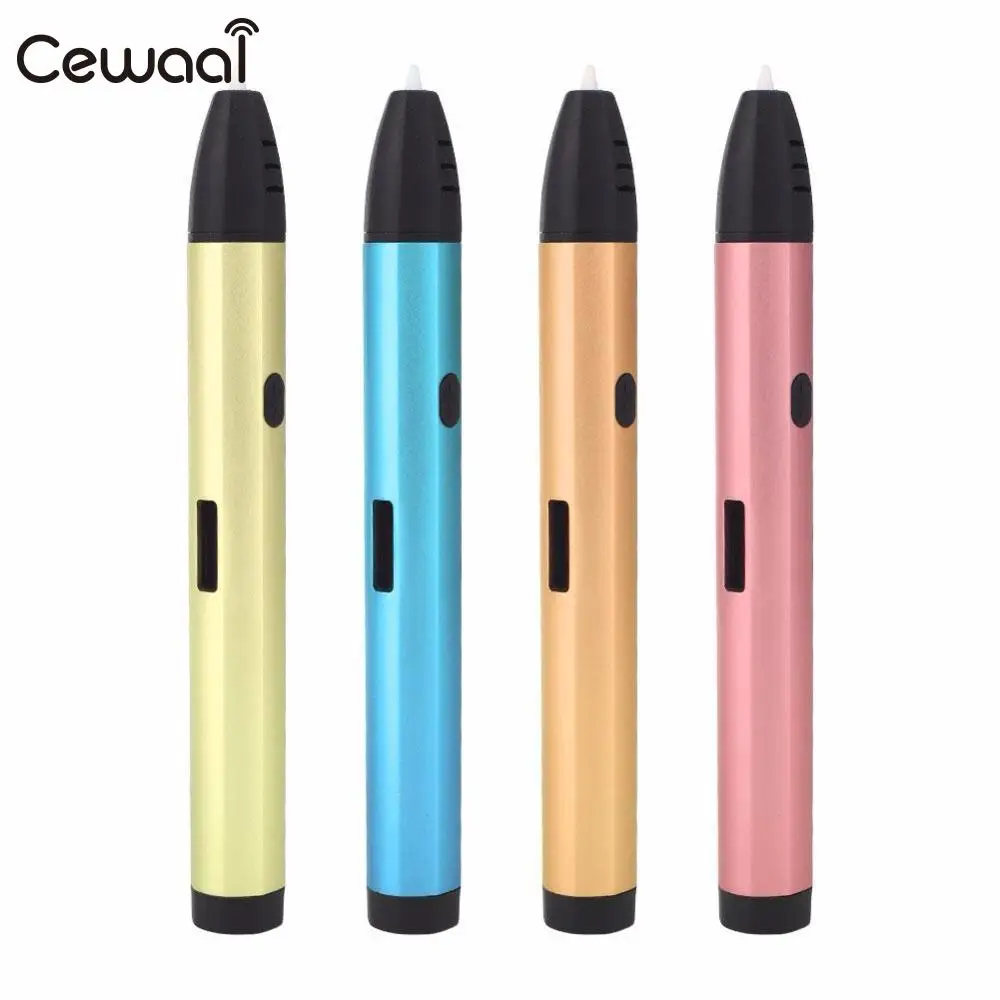 

Cewaal New Portable 4 Color 3D Printing Pen Marker Arts Printer Aluminum Alloy with Printing Consumables For Kids Birthday Gift