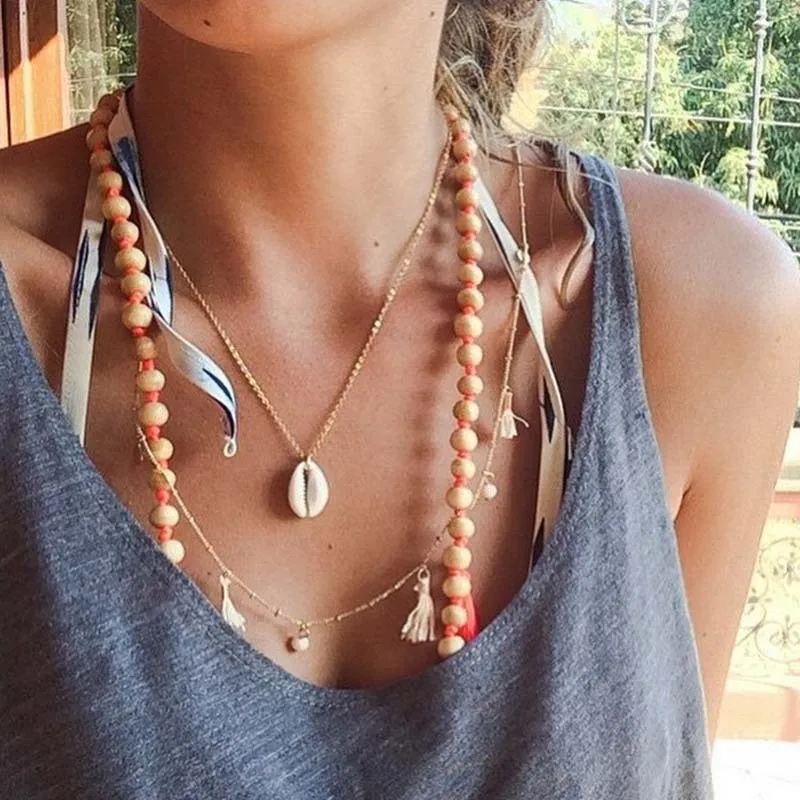 

Bohemian Cowrie Shell Conch Necklace for Women Natural Sea Shells Collier Beach Necklace Silver Gold Chain Choker Femme Jewelry