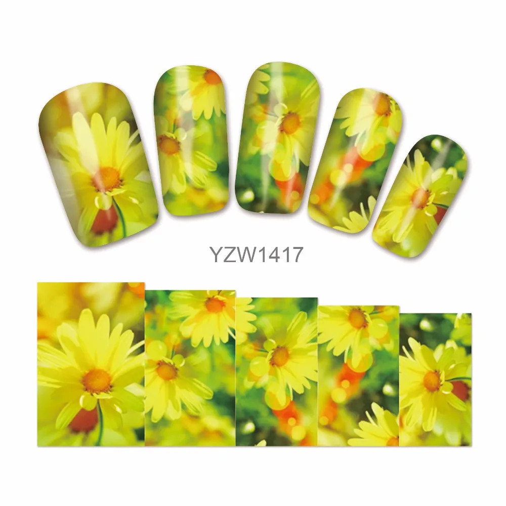 

YZWLE 1 Sheet Water Transfer Sticker Nail Art Decals Nails Wraps Temporary Tattoos Watermark Nail Tools 1417
