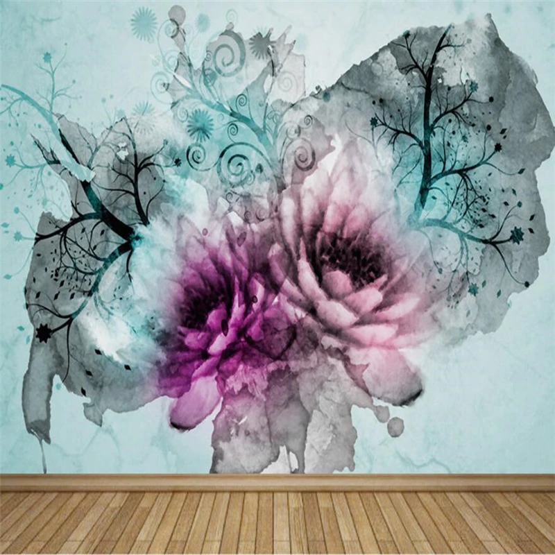 beibehang Creative water lily leaves wall background custom large mural environmental silk material cloth wallpaper artificial white calla lily wedding bouquets for brides water drop waterfall holding flowers purple silk rose مسكات عرايس