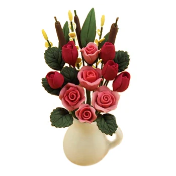 

ABWE Best Sale Miniature Beautiful Red Flowers for 1/12 Scale Dollhouse Furniture