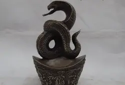 8 Китайский Фэншуй Бронза Медь пять способ mammon золотой слиток змея богатство статуя