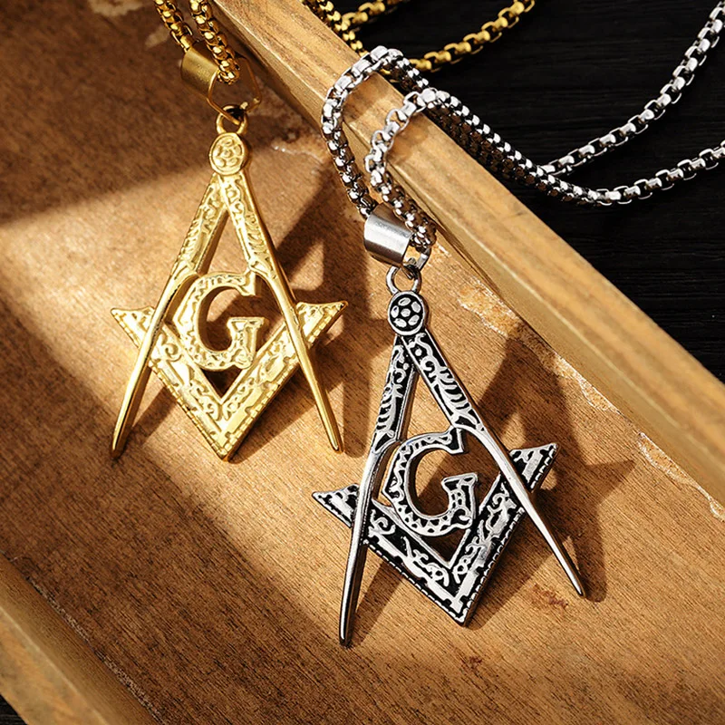 

Men's Silver Free Mason Pendant 316L Stainless Steel Gold Chain Freemason Masonic Pendants Necklaces For Men Women Jewelry Gift