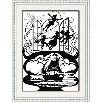 

cartoon black white pattern cross stitch kit 14CT 11CT Print cloth handmade cross-stitch Needlework sets Home Deco