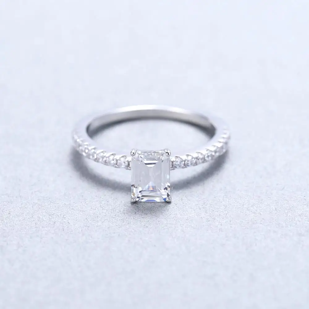 Жемчужное балетное 925 пробы, серебряное, белое, CZ кольцо, 1.28Ct, изумрудная огранка, кубический цирконий, обручальные кольца для женщин, хорошее ювелирное изделие