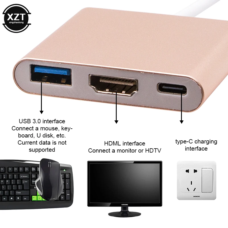 type C к HDMI USB 3,0 зарядный адаптер конвертер USB C многопортовый ключ док-разветвитель адаптер для Macbook Pro Аксессуары