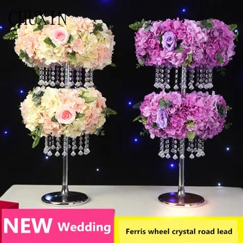 

New Artificial flower wedding props Ferris wheel Crystal beads T station road lead flowers stage welcome layout table flower