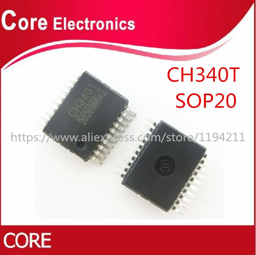 100 шт./лот CH340T CH340 SSOP20|Интегральные схемы| |