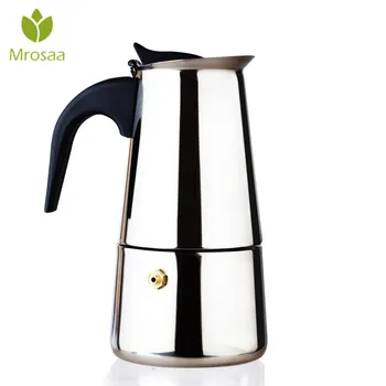 

Top Sale 100/200/300/450ML Stainless Steel Coffee Pot Moka Coffee Maker Teapot Mocha Stovetop Tool Filter Percolator Cafetiere