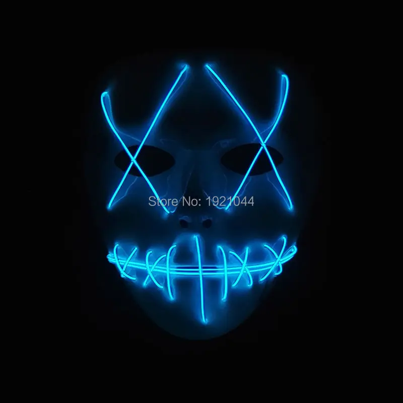 Special Price 10Colors 100pcs Halloween Cosplay Led Costume Party Mask Scary Mask Light Up Mask for Festival Party Voice Control