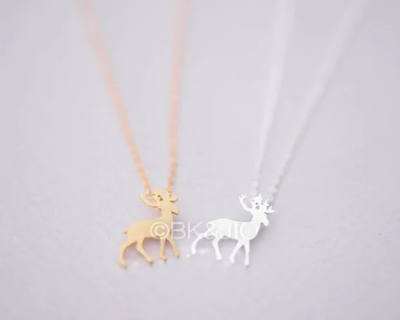 Antler Deer Necklace - Gold Silver