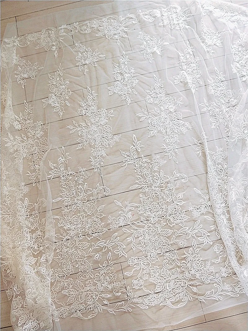 Летний Высококачественный кружевной тканевый с рисунком, с вышивкой, с хлопковой нитью, с блестками, одежда для свадебного платья, аксессуары для творчества, 130 см, 1 метр