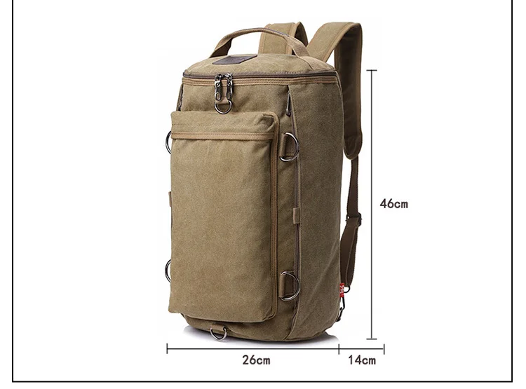 Men's Canvas Travel Backpack Large Mutifuction Vintage Weekends Rucksack Male Fashion Hand Duffle Luggage Overnight Bag for men (9)