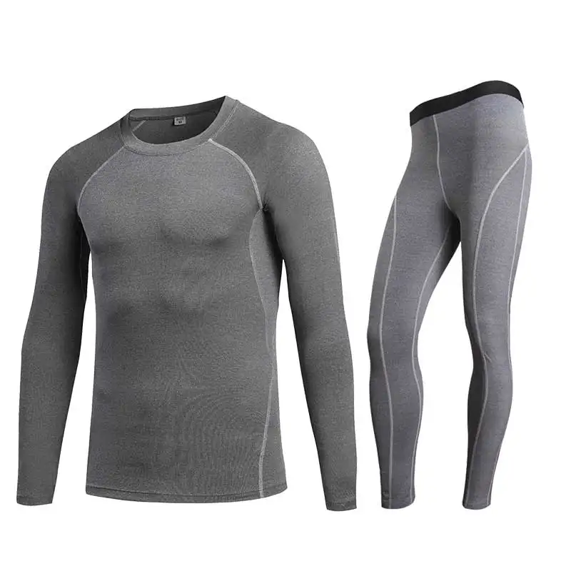 Men Conpress Fitness Winter Thermal Underwear Set Quick Dry Gymming Male Spring Autumn Sporting Runs Yogaing Long Johns V3039 | Спорт и