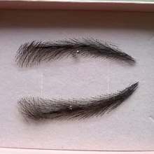 A pair of Hand Made Human Hair Eyebrow Fake Eyebrow 003 Light Brown Color Handmade Swiss Lace Invisible Reality Eyebrow