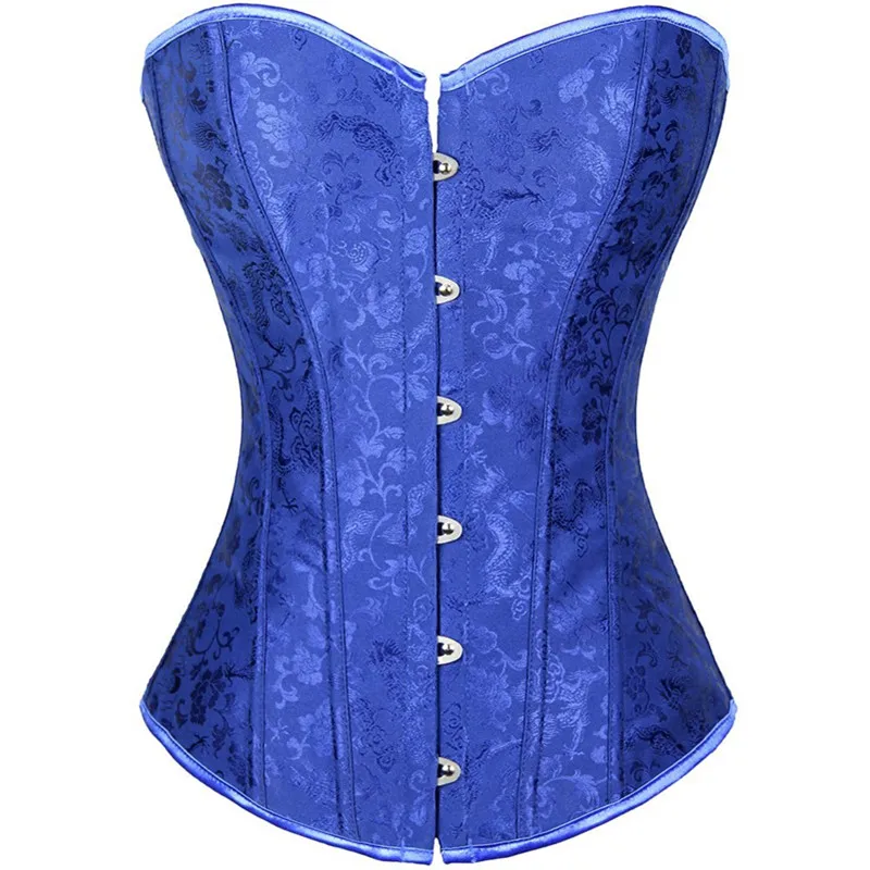 NEFUTRY Sexy Corset Top Blue Waist Trainer Corsets Bustier Corpete
