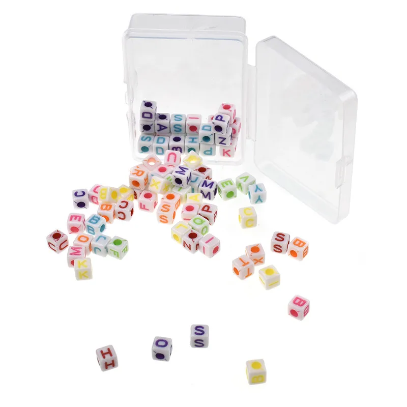 100pcs Mix Colors Alphabet Letter Acrylic Cube Loose Garment Beads Findings For DIY Bracelet Necklace Handmade Accessory | Дом и сад
