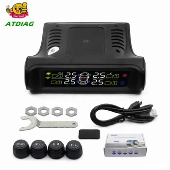 

Hot sales Tire Pressure Monitor System Alarm 4 External Sensor Temperature Gauge Meter Car Solar Power TPMS Visture