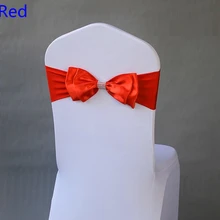 Красный цвет атласный стул створки Подвязка из спандекса для стула галстук-бабочка лайкра подходит для всех стульев Свадьба Банкет отель вечерние украшения