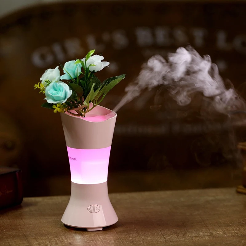 100Ml Flower Vase Aroma Diffuser Ultrasonic Air Humidifier With Colorful Led Lights For Home Aromatherapy Essential Oil Diffus