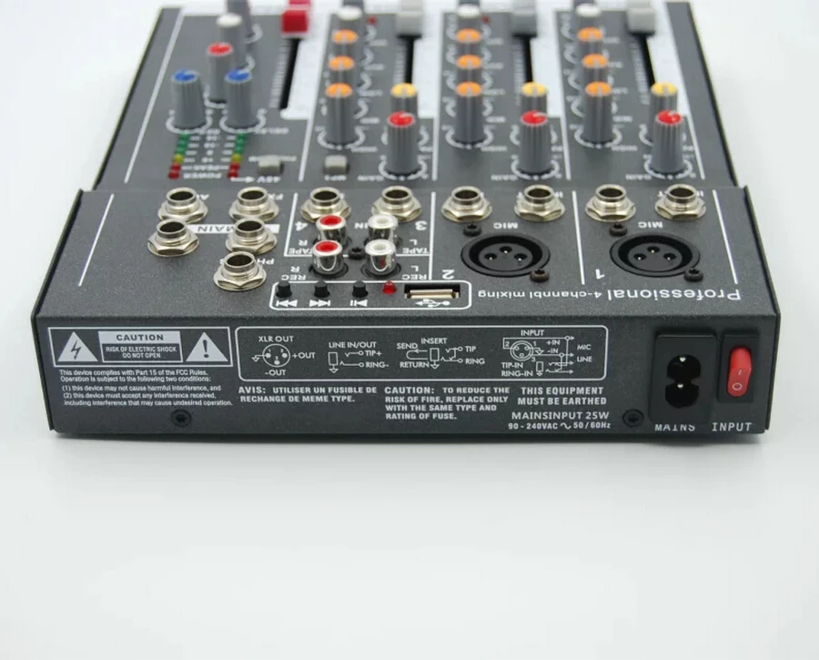 4 канальный микшер Y.M.H F4 для сцены домашний караоке DJ с фантомным питанием 48 В USB