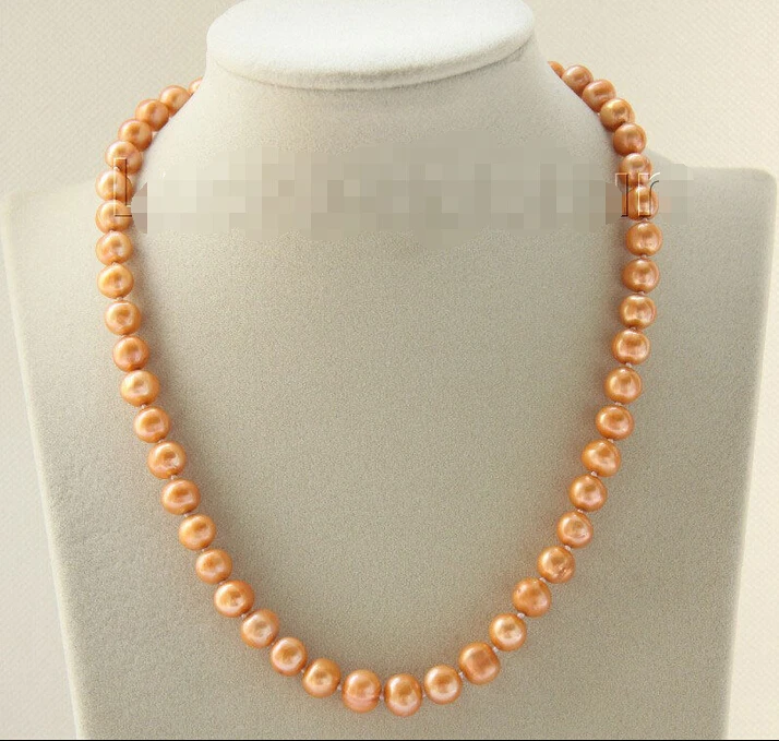 

FREE shipping>>>>>>Genuine 17" 9mm dark yellow freshwater pearls necklace j9398 6.07