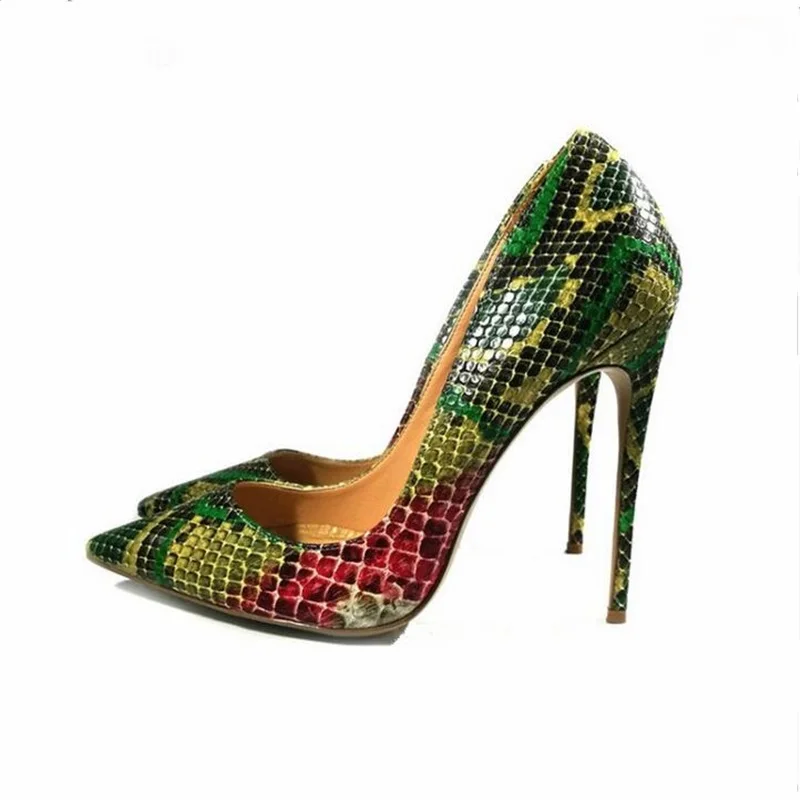 Pompes As Femme Vert Robe Picture on Talon Slip Pointu Serpent Bout Peau jaune Célébrité Chaussures Peu Profonde De Sexy Printemps Stiletto Cx0wHnqBfq
