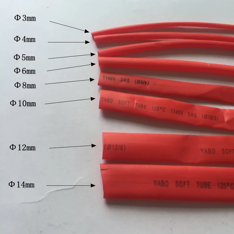 

1meter The heat-shrinkable tube specification model 3MM ~ 14MM electrician insulation heat shrink casing red