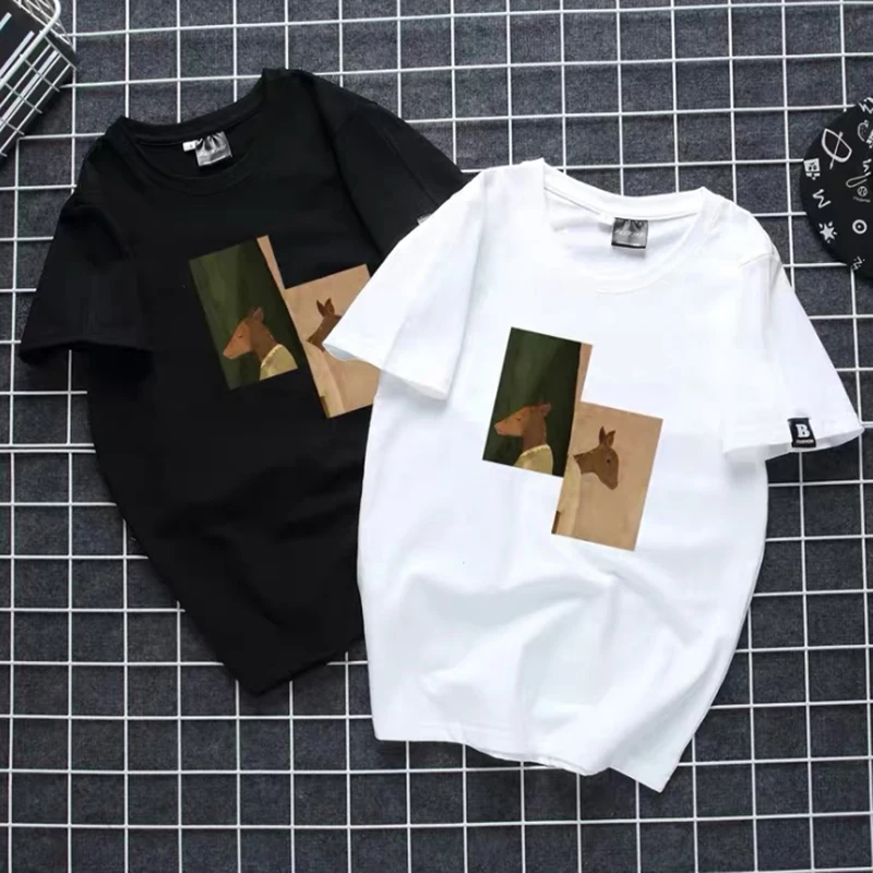

WSFS T Shirt Women Summer Short Sleeves Tee Shirts Tops Harajuku animal print Tshirt 65% Cotton Ulzzang T-shirt Women Plus Size
