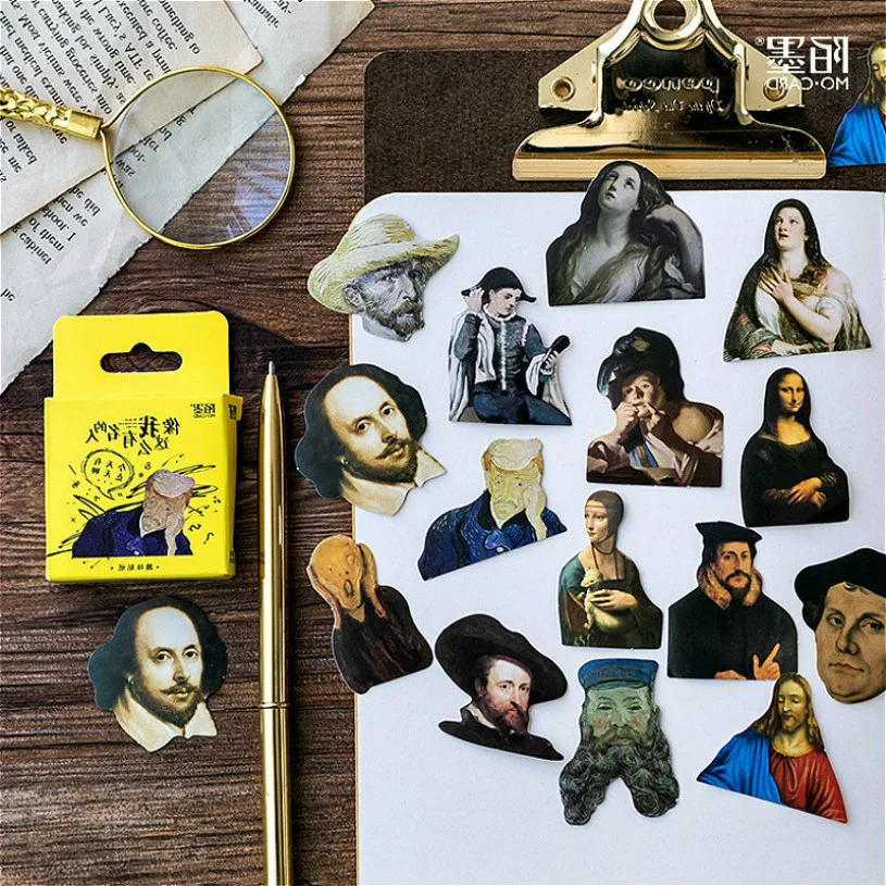 

40pcs/pack Famous Person Totem Label Stickers Pack Posted It Kawaii Planner Scrapbooking Memo Pads Office Decoration