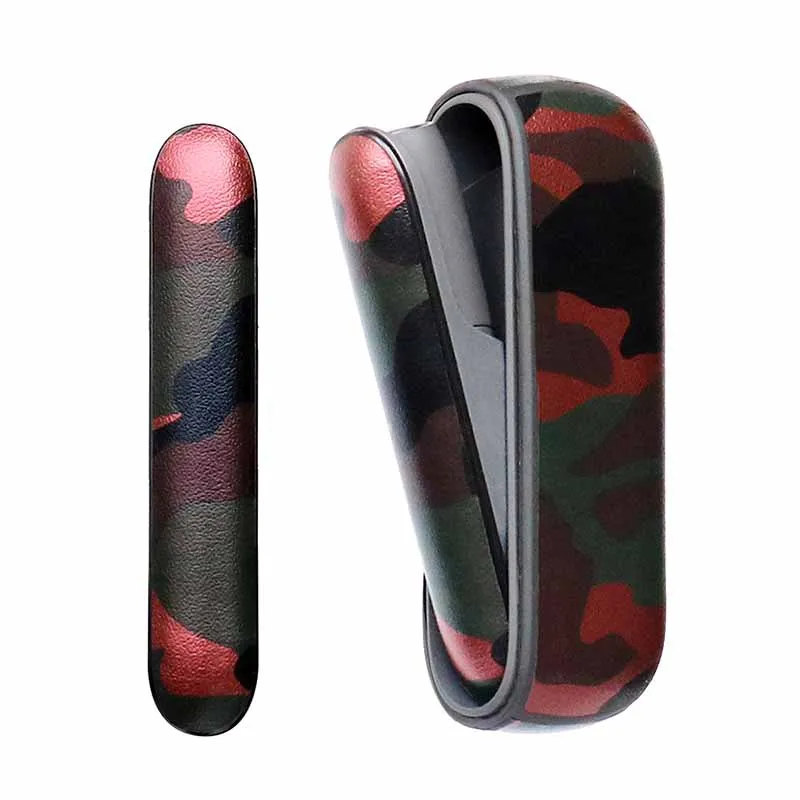 Камуфляжный мягкий из искусственной кожи чехол для IQOS 3,0 боковая крышка защитный чехол - Цвет: red set
