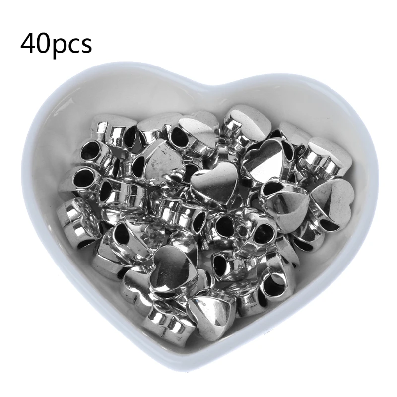 JAVRICK 40Pcs Jewelry Making Brass Macroporous Heart Shape Beads