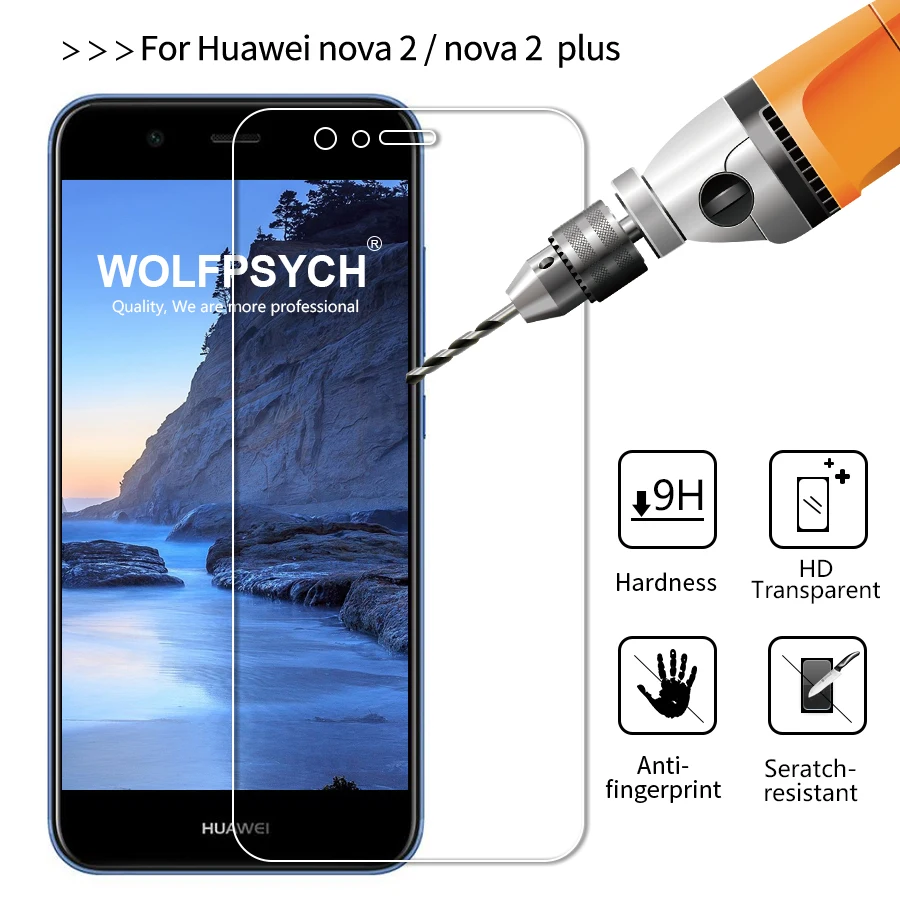 WOLFPSYCH 2.5D Tempered Glass For Huawei Nova 2 Plus 9H Clear Protective Film Anti Scratch Screen Protector Nova2 | Мобильные