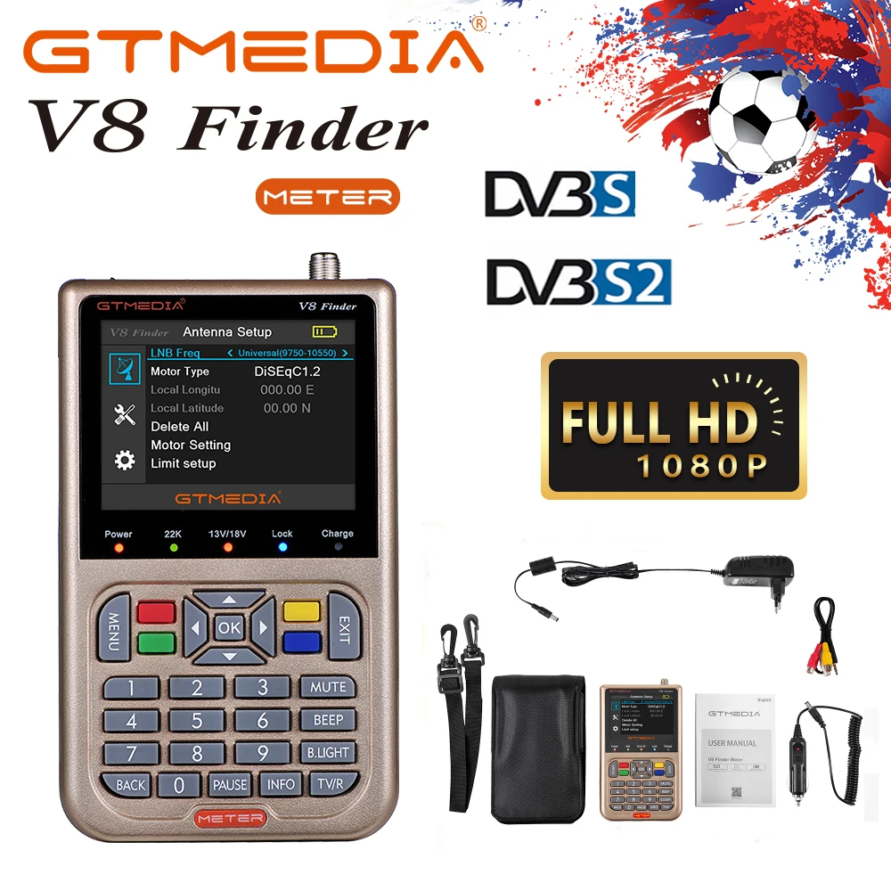 

V8 Finder HD satfinder High Definition Satellite Finder MPEG-4 DVB-S2/S2X Satellite Meter Full 1080P HD Finder lnb sat finder
